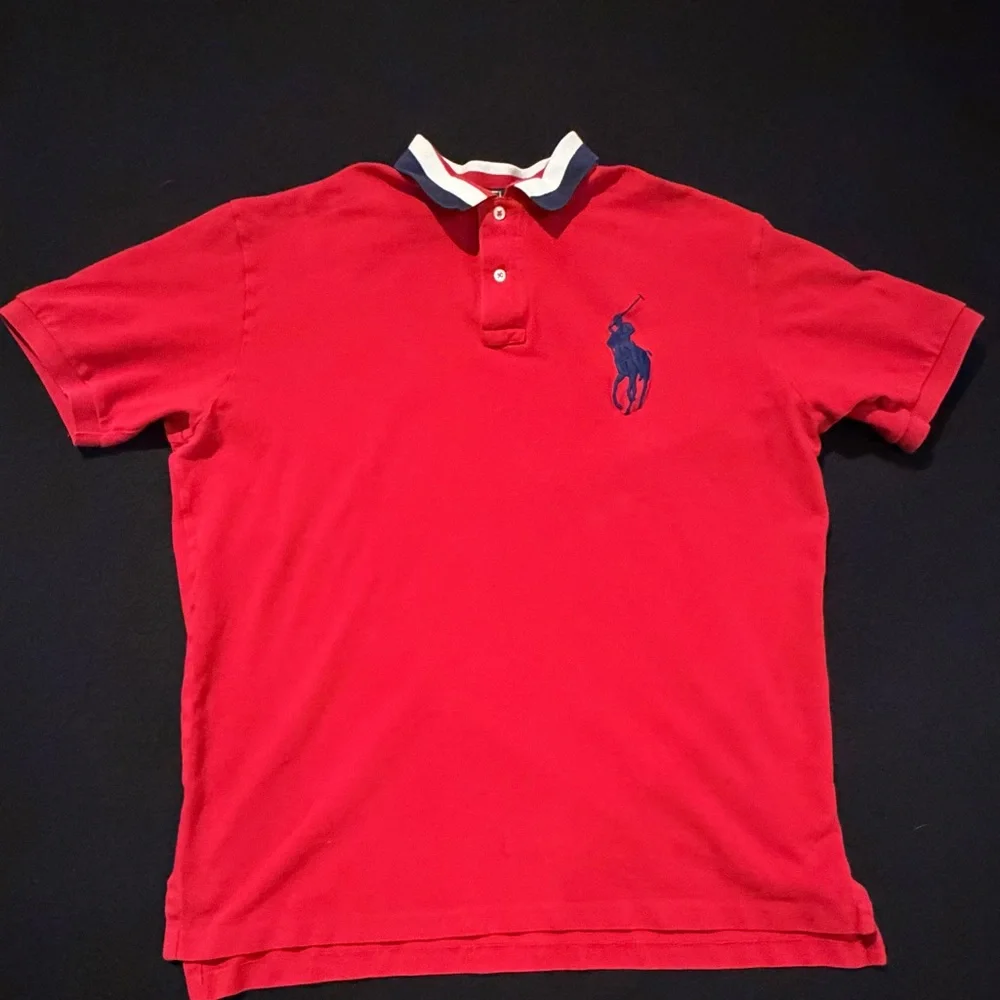 Polo By Ralph Lauren Large Blue Big Pony Red Short Sleeve Mens XL